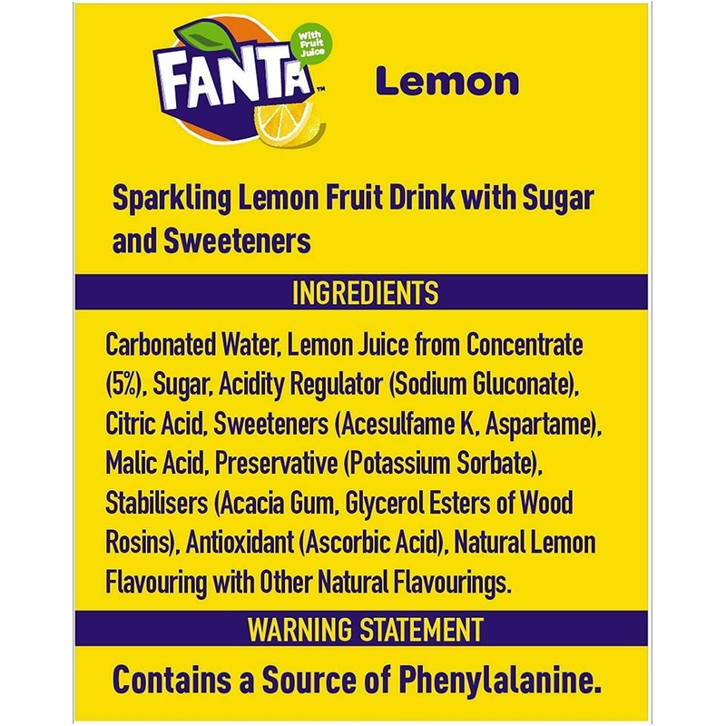 Fanta Lemon Lemon Drink, 12 Can Pack (330ml Each)