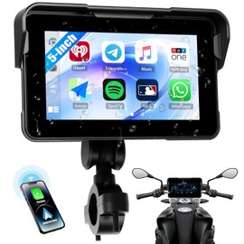 CAMECHO Motorcycle Carplay Navigation Screen with Wireless Carplay Android Car IP68 Waterproof Navigation Devices, 5 Inch Touchscreen Bluetooth Display for Motorcycles with Android Cast Airplay