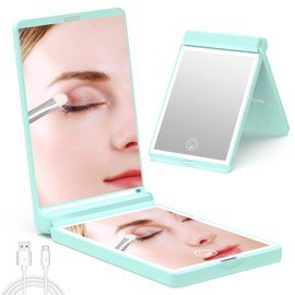 wobsion Lighted Compact Mirror, Rechargeable Travel Makeup Mirror,1x/3x Magnifying Mirror with LED Lights, Portable Handheld Magnetic Switch