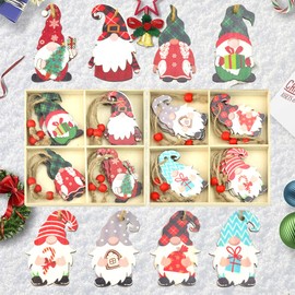 OTTYMO Wooden Christmas Pendants, Pack of 24 Christmas Tree Decorations, Wooden Christmas Tree Pendants, Small Christmas Pendants, 6.5 cm, Christmas Decoration Pendant, Santa Claus Decoration Pendant