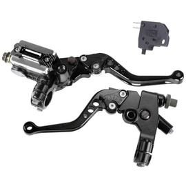 MRELC Universal Motorcycle 7/8" 22mm Handlebar Brake Master Cylinder Clutch Lever CNC Left & Right Set Compatible with Harley Honda Kawasaki Suzuki Yamaha（ Piston Diameter 12.7mm(Black)