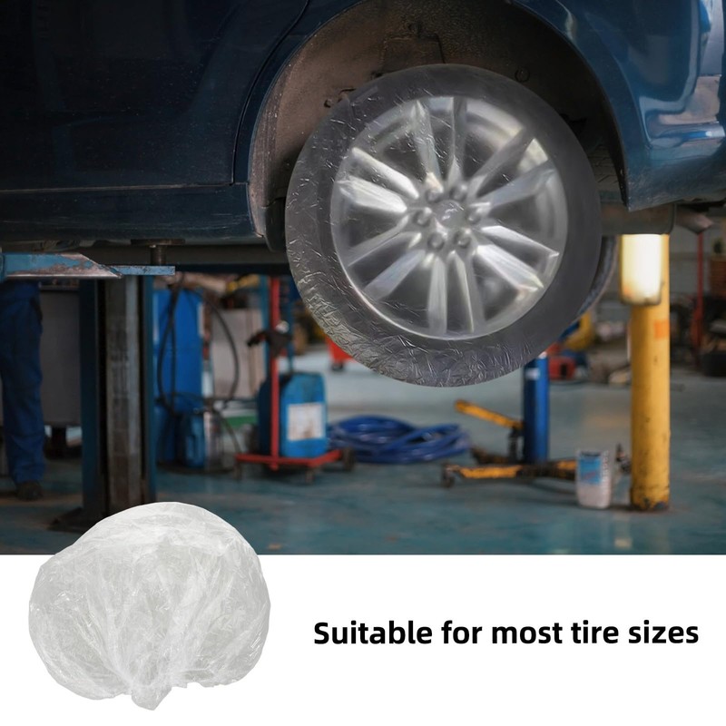 SHINEOFI Disposable Tire Covers for Truck Wheel Protection Transparent Plastic
