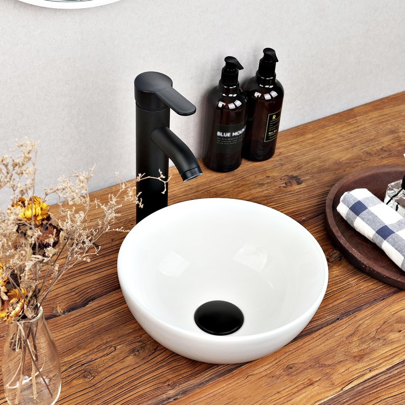 11 Inch Round Bathroom Sink Above Counter, Small White Ceramic
