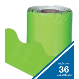 Carson Dellosa Scalloped Bulletin Board Border—Lime Green Rolled Border for Bulletin Boards, Desks, Locker Displays, Homeschool or Classroom Decor (2.25" x 36')
