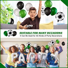 Sumind 32 Pieces Soccer Party Decoration Supplies Include 30 Soccer Balloons and 2 Football Theme Tablecloths 6 Colors for Football Birthday, Jungle Theme Party, Baby Shower, Anniversary, Wedding