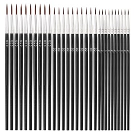 iLulala 30pcs Tiny Detail Paint Brushes, Fine Paint Brushes Set with 3 Size #0#00#000 Liner Brush for Miniature 40k Model Crafts Watercolor Acrylics Oil, Oil Painting.