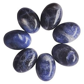 Manekieko 7 Pcs Natural Sodalite Oval Cabochons Flatback Crystal Stone Gemstones Beads for Jewelry Making DIY,18x13mm