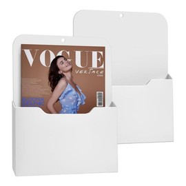 Magnetic File Holder, 2 Pieces Magnetic Pen Holder, Magnetic Paper Holder, Document Holder, Magnetic Newspaper Holder Wall, for Whiteboards, Fridge, Home, White