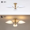 Modern Gold 3-Light Ceiling Light with Opal White Glass Shade