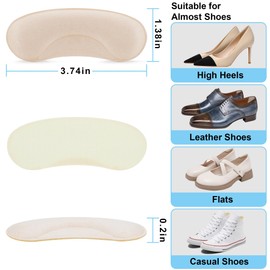6 Pairs Heel Cushion Pads for Shoes Too Big, Shoe Grips Liners Heel Protectors to Prevent Loose Shoes, Heel Pain, Blisters and Rubbing, Anti Slip Shoe Filler Make Shoes Fit Tighter(Apricot)