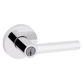 Kwikset Milan Keyed Entry Door Lever featuring SmartKey Security in Polished Chrome