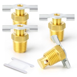 GASHER 4PCS Brass 1/4" NPT Male Wing Style Air Compressor Drain Valve, Tank Drain Cock Replacement Part