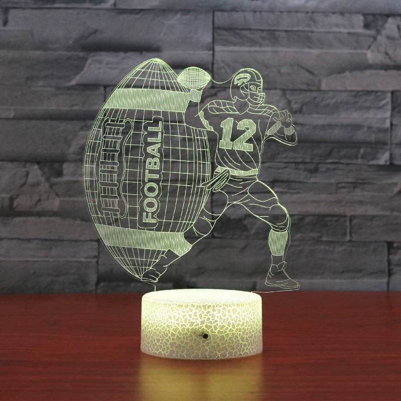 SUPERHONGJIHAO Night Light for Children, 3D Rugby LED Lamp with