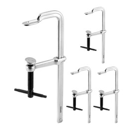 QWORK 8" Heavy Duty F Clamp, 4 Pack Drop-forged Bar Clamp, 2-1/4 Inch Throat Depth, Professional Forging Jaws, Rail, Spindle and Handle