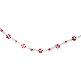 Northlight 9' x 1" Red and White Peppermint Candy Beaded Artificial Christmas Garland - Unlit