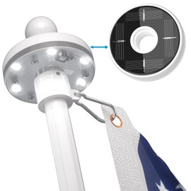 ZMTECH Flag Pole - Upgraded Bracket, 6 FT Stainless Steel Flag Poles for Outside House, Residential or Commerical, Tangle Free Flag Pole Kit for American Flag (with Solar Light, White)