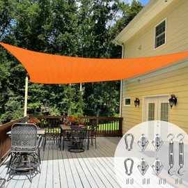 TANG Sunshades Depot Sun Shade Sail 16' x 16' Square Orange Sun Shade Canpoy with Hardware Kit Rectangle Shade Cloth U*V Block for Patio Garden School Park Outdoor Facility and Activities