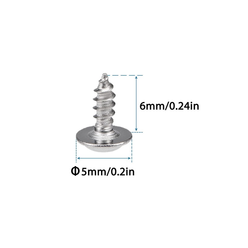QUARKZMAN 2 x 6 mm Self-Tapping Screws x 50 Pieces