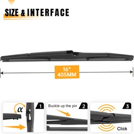 AUTOBOO 16" Rear Windshield Wiper Blade Replacement for Lexus RX350 RX450H 350L 450hL 2022 2021 2020 2019 2018 2017 2016 2015 2014 2013 2012 2011 2010 350L 450hL-Factory Quality(Pack of 1)