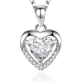 PETFROH Collar Colgante Corazón Regalo, Eterna Flor Collar de Piedras Preciosas, Caja de Regalo, Aniversario Eterna Joyería Regalo para Esposa, Cumpleaños Regalo para Mujer