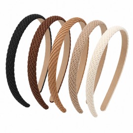 5 Pack Thin Headbands for Women, 0.6 Inch Non Slip Knitted Hair Bands