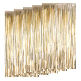 AIBAOBAO 5 Pcs 3ft x 6.6ft Foil Curtain Decorations, Matte Champagne Gold Door Curtain Glitter Booth Props Backdrop for Wedding Engagement Bachelorette Holiday, Birthday, Wedding, Party, Babyshower