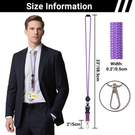 Segus Lanyard Safety Clasp, 1 Piece Lanyard Long with Adjustable Length, Round Lanyard with Removable Buckle, for Keys, Enfermeras y Estudiantes (Purple)