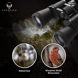 Sharpino 10 x 50 Binoculars for Adults High Powered – Wide Angle Binoculars with Anti Reflective Fog Proof Lens – Waterproof Binoculars for Outdoors, Hunting, Bird Watching, Concert, Sporting Events