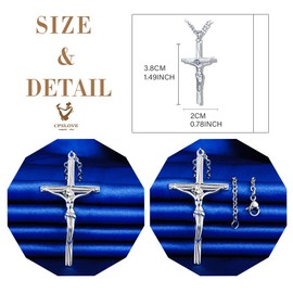 CPSLOVE 925 Sterling Silver Couple Necklace, Vintage Jesus Cross Pendant, Jesus Crucified, Men's Pendant, Women's Pendant, Birthday Christmas Gift, Zircon