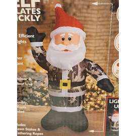Holiday Collection Christmas Camo Santa Claus 4' Light Up Airblown Inflatable Camouflage LED