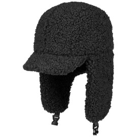 Seeberger Teddy Fur Aviator Hat Women's Winter Hat Faux Fur Hat with Peak, black