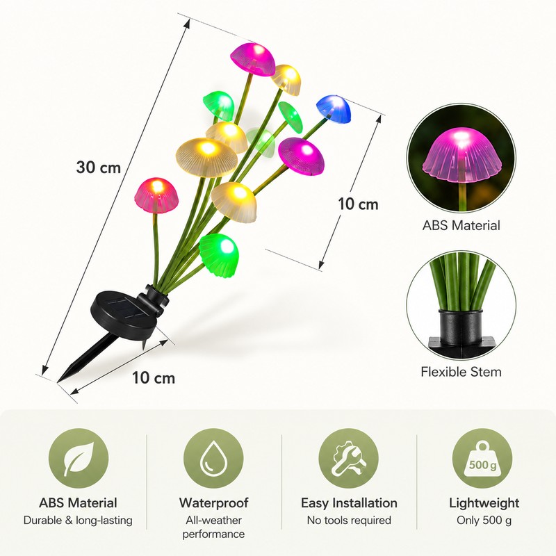 Solar Mushroom Garden Lights for Outdoor Decor – Dual Mode