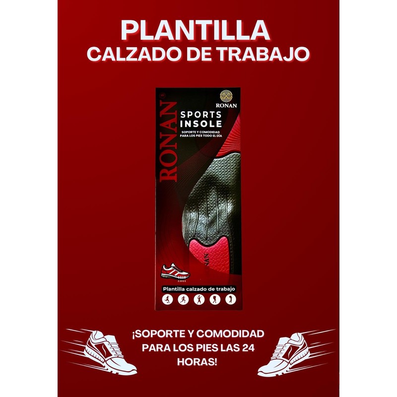 RONAN. Work Insoles Black Size 9-10