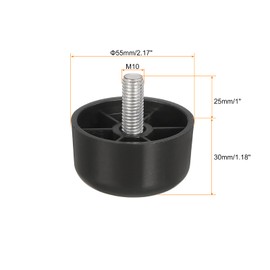 sourcing map 4 Pcs M10 x 1.2 x 2.2 Inch Furniture Legs, Plastic Sofa Couch Legs Tapered Replacement Legs Tapered Feet for Chair Sofa Dresser Cabinets Bed, Black