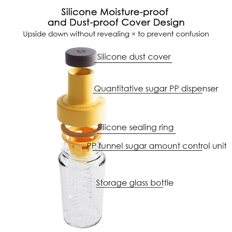 Sugar Dispenser Bottle - Glass Sugar Shaker for Coffee, Cereal,