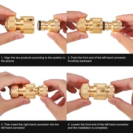 6 Pack Brass Garden Hose Connectors,2 Double Male Connector,2 Hose 1/2" End Quick Connect 2 Hose Tap Connector for Join Garden Hose Pipe