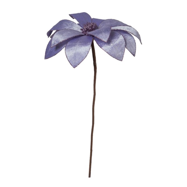 Vickerman 22" Lavender Velvet Sheen Glitter Trim Poinsettia Stem, 4