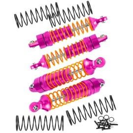 RC Front Rear Assembled Full Metal Shocks Upgrades Part for 1/18 LaTrax Teton Desert Prerunner,Equipped with Two Sets of Springs, Replace Parts 7660 7665(Pink 4PCS)