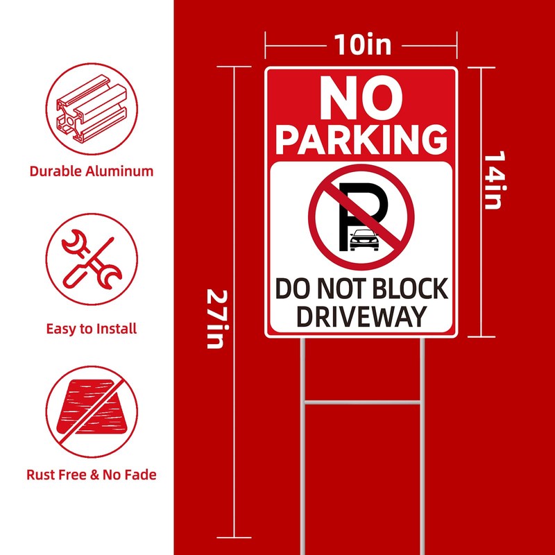 GXGGUS No Parking Signs With Stakes, Do Not Block Driveway