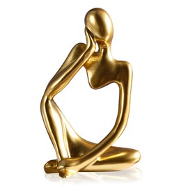 MGKEOUF Gold Thinker Statue, Modern Abstract Figure Hand Craft,Gold Home Decor Minimalist Art Abstract Resin Ornaments,Home Living Room Bedroom Office Shelf Decoration