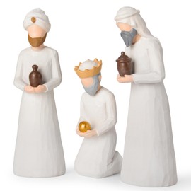 Three Wise Men Nativity Set - 8.7" Large Size Hand-Carved Resin Nativity Collection Figurines,3 Pcs Classic Nativity Scene Wisemen Figures Indoor 3 Kings Christmas Decorations Gifts for Holy Family