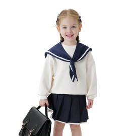 marc & janie Baby Girls Preppy Style Detachable Sailor Collar Sweatshirt Long Sleeve Loose Tops 250219