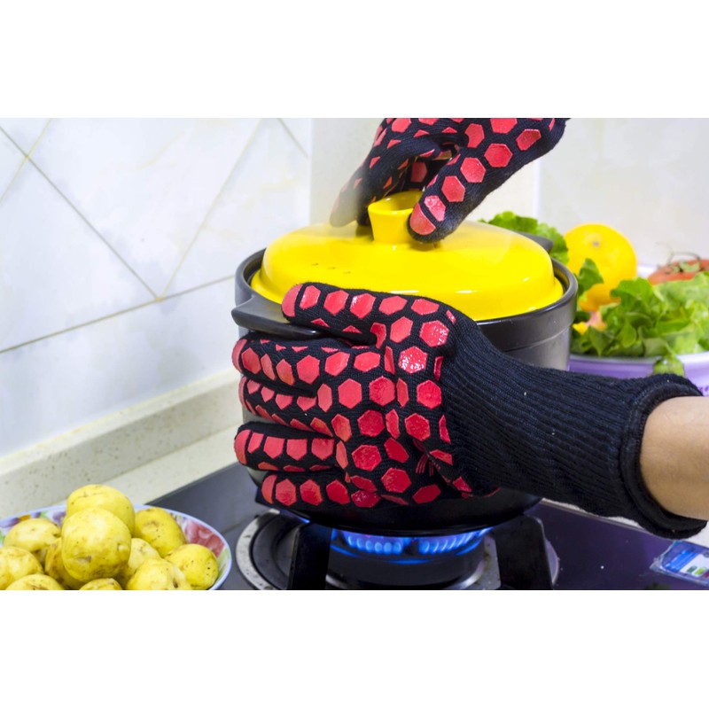J H Heat Resistant Oven Glove:EN407 Certified 932 °F, 2