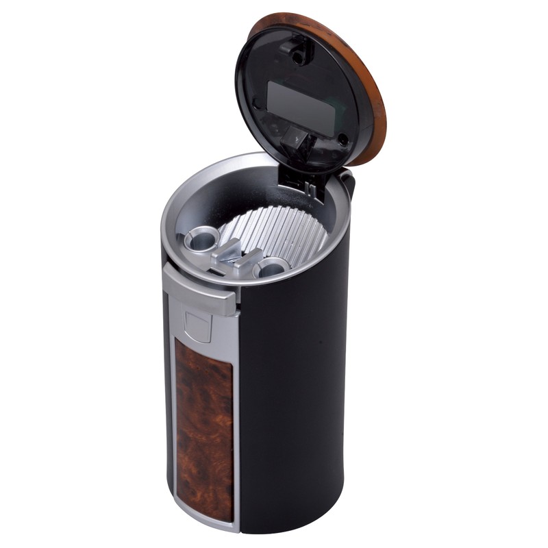 セイワ(SEIWA) 車内用品 灰皿 ラクすてソーラーアッシュ ドリンクホルダー型 木目 LED付き G103