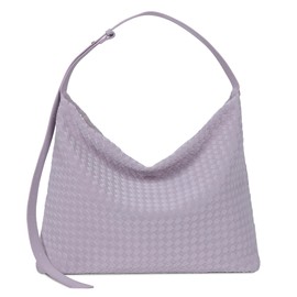 K.EYRE Woven Bag for Women, Vegan Leather Tote Bags Large Hobo Purses for Women Handmade Zipper Pocket Shoulder Bag Adjustable Strap(Purple)