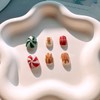 24 Pcs Christmas Press on Nails Short Oval Winter Snowflakes