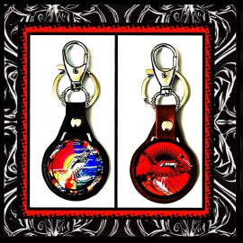 PINK FLOYD WISH YOU WERE HERE SONG  TWO LEATHER KEYCHAINS  ROCK MERCHANDISE