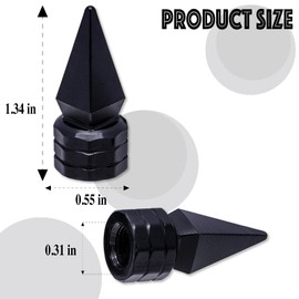 MEAJOO 6PCS Spiked Shape Tire Valve Stem Caps, Aluminum Alloy Spike Wheel Tire Valve Stem, Universal Dustproof Waterproof Air Caps for Cars, SUV, Trucks, Bikes, Motorcycles, Bicycles(Black)