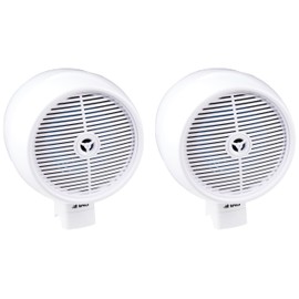 Pyle Bluetooth Waterproof Off-Road Speakers - 8” 300W 2-Way Marine Wakeboard Tower Sound System w/LED Light, Full Range Outdoor Stereo Speaker for Car ATV UTV, Jeep, Boat, Includes Brackets (White)