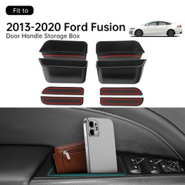 DWKJMYCP 4PCS Door Side Storage Box for Ford Fusion 2013 2014 2015 2016 2017 2018 2019 2020 Front and Rear Accessories Phone Holder Door Grab Handle Pocket Storage Organizer ABS Plastic, Red Mat